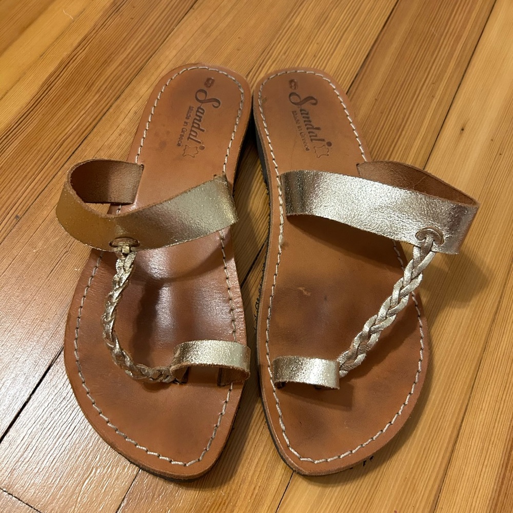 Gold leather sandals from Greece